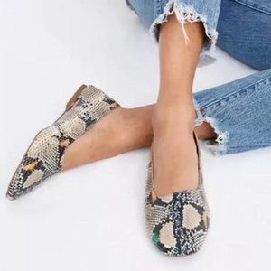 Madewell The Cory Flat in Snake Embossed Leather 8.5 shoes slip on Python multi